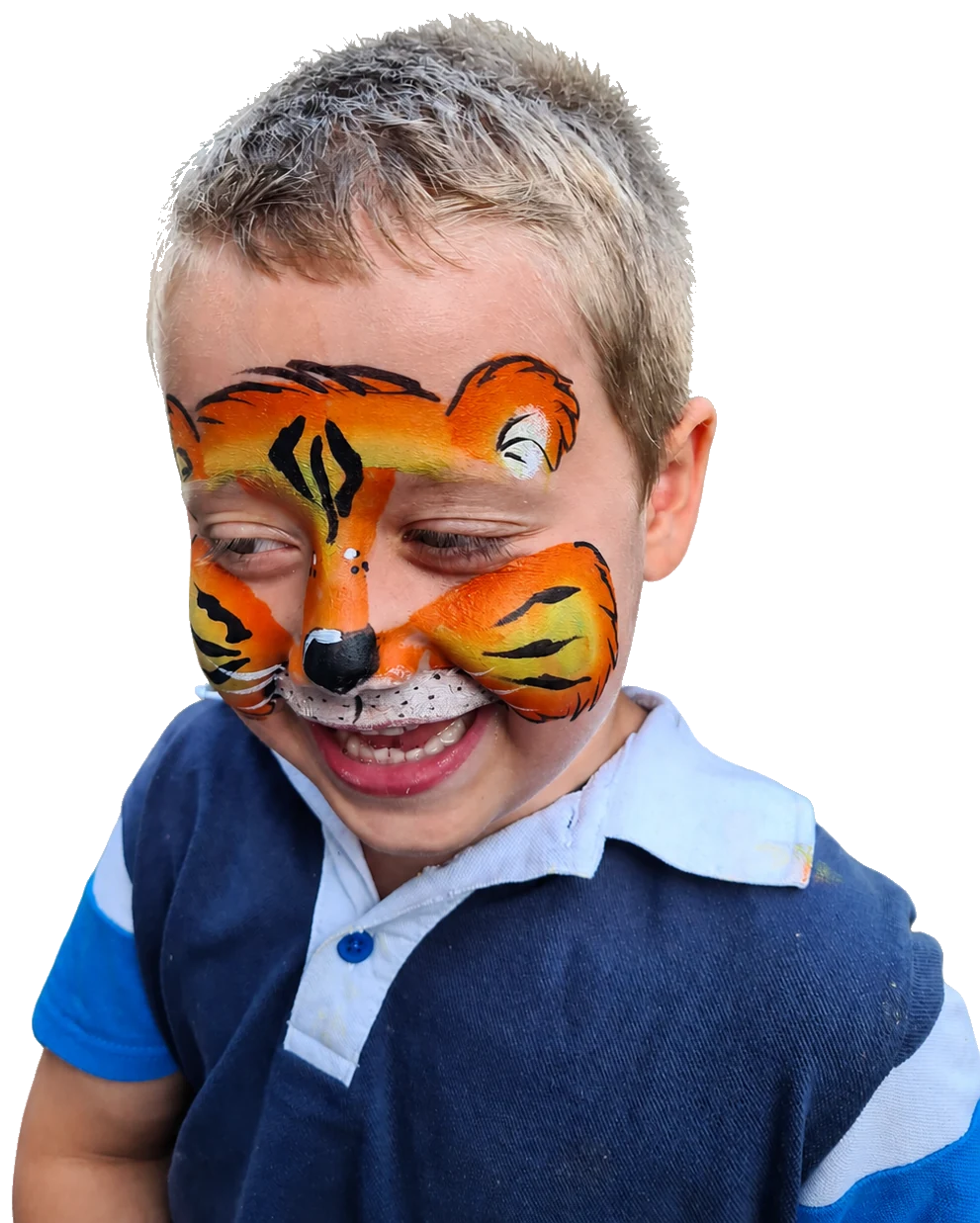 Kind met vrolijke tijger-schmink